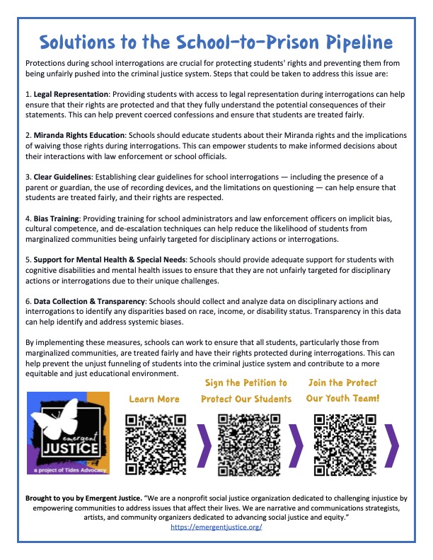 Emergent Justice: Dismantling The School -to- Prison Pipeline ...